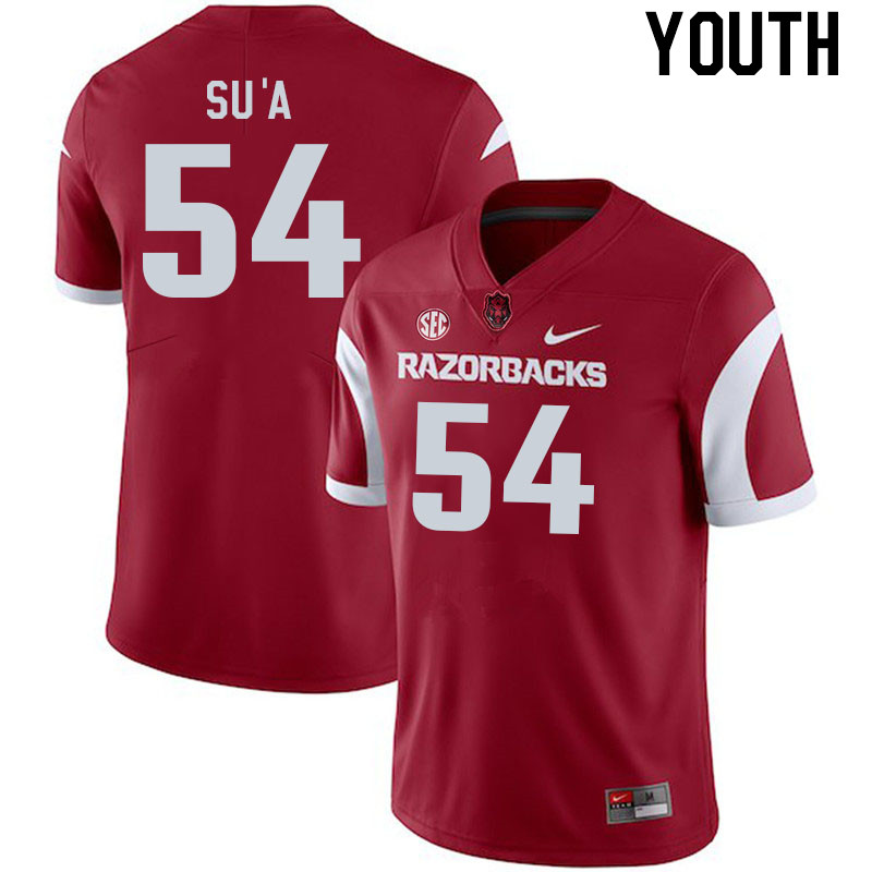 Youth #54 Joey Su'a Arkansas Razorback College Football Jerseys Stitched Sale-Cardinal